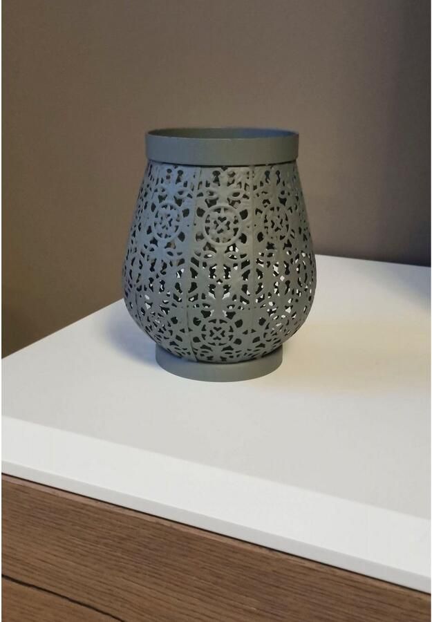 Ambiente Haus Lantaarn met kaars Metalen lantaarn in grijs (H) 16cm (1 stuk) - Foto 4