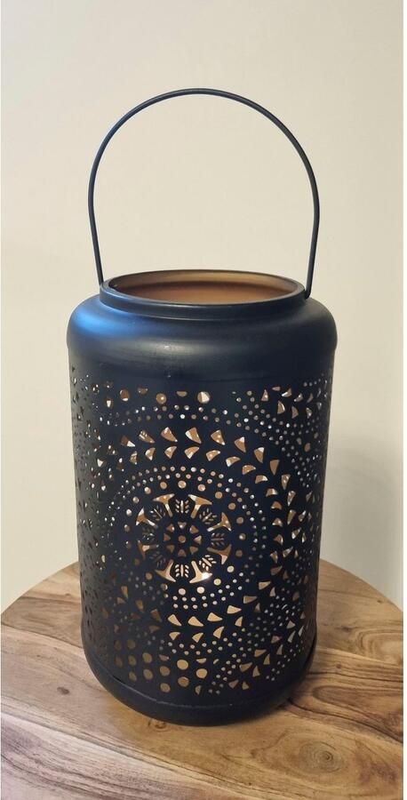 Ambiente Haus Lantaarn met kaars Metalen lantaarn zwart (H) 48 cm (1 stuk) - Foto 3