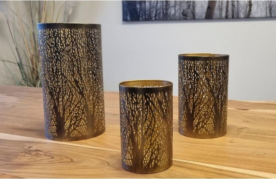 Ambiente Haus Lantaarn met kaars Stompkaarsenhouder Bosontwerp Hoogte ca. 16 cm (1 stuk) - Foto 2