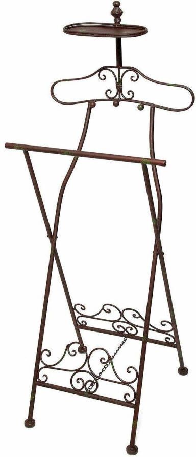 Ambiente Haus Dressboy 119x45x43cm Valet stand Smeedijzer Man Kledingrek Kledingstang Inklapbaar Kledingstandaard Metaal Antiekbruin Vintage Kledingstandaard Slaapkamer Organizer Hangend Broeken Opbergsysteem - Foto 2