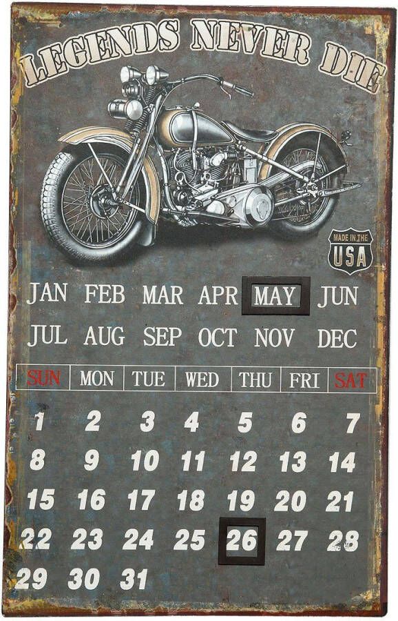 Ambiente Haus Metalen artprint kalender biker 25x40cm (1 stuk)