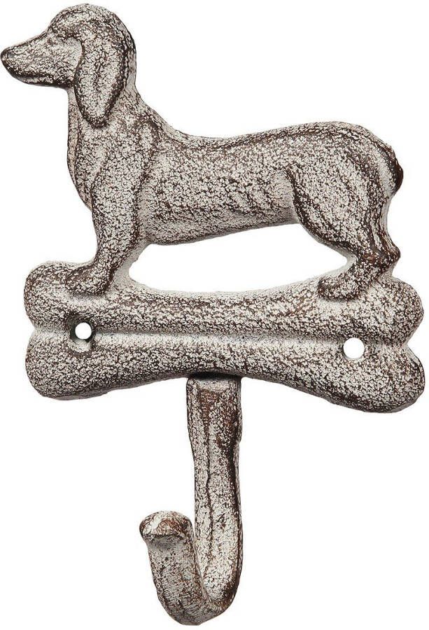Ambiente Haus Gietijzeren wandhaak teckel 10cm Kapstok enkele haak hond Ophanghaak voor hondenriem