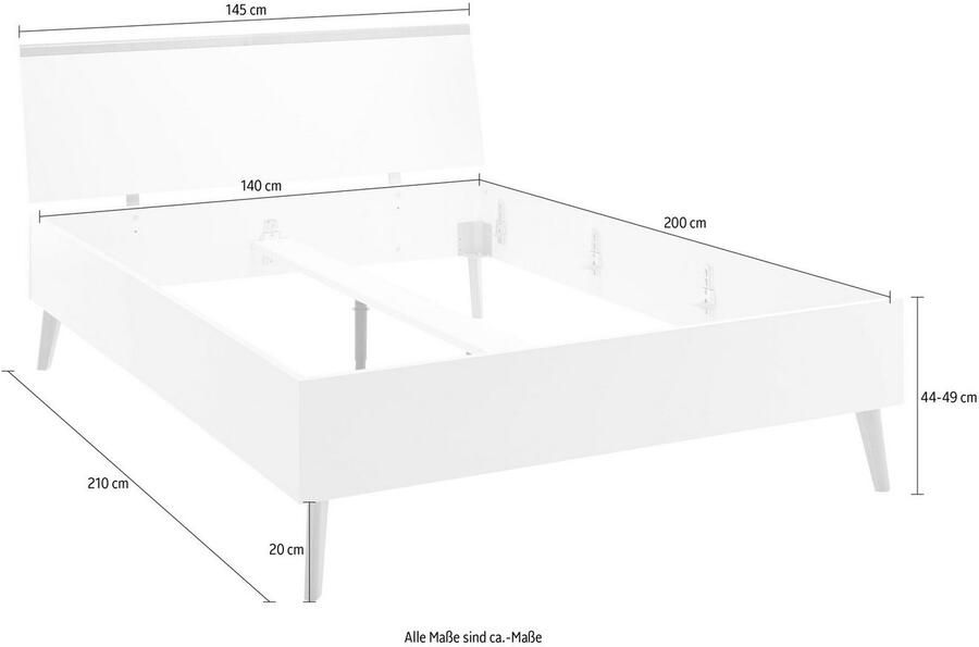 Andas 1-persoonsledikant Merle bedframe met massief houten poten buitenafmetingen 145 20 92 cm (B D H) - Foto 4
