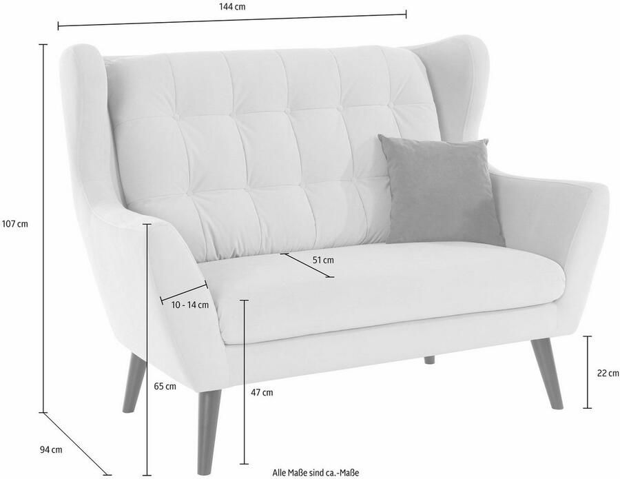 Andas 2-zitsbank Hemmink met knoopstiksels - Foto 2
