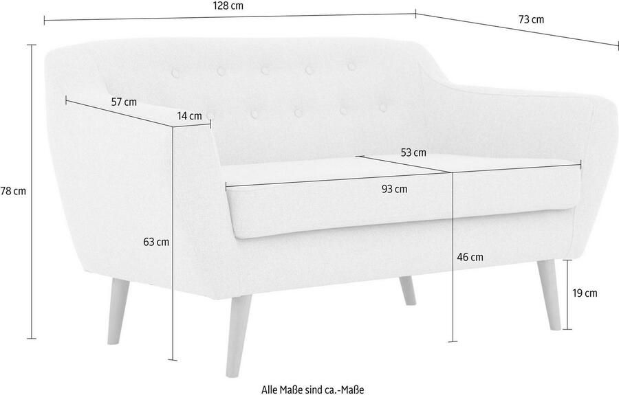 Home affaire 2-zitsbank Hol met capitonnage achter in scandinavische stijl - Foto 3