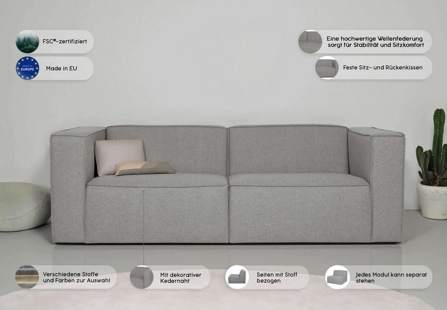 Andas 3-zitsbank Dalby extra diepe zitting met biesnaad aangenaam zitcomfort - Foto 4