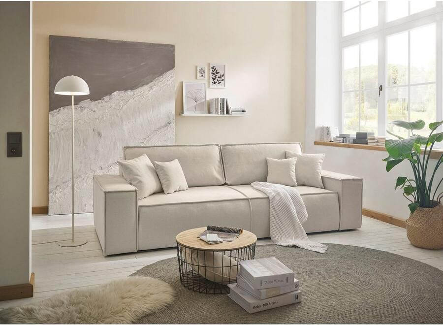 OTTO 3-zitsbank FINNLEY Slaapbank 257 cm Couch met Slaapfunctie & Bedlade beschikbaar in de stofkwaliteiten bouclé structuur fijn en mega cord - Foto 3