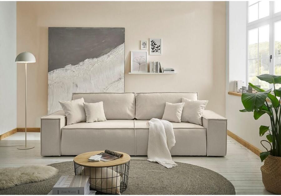 OTTO 3-zitsbank FINNLEY Slaapbank 257 cm Couch met Slaapfunctie & Bedlade beschikbaar in de stofkwaliteiten bouclé structuur fijn en mega cord - Foto 5