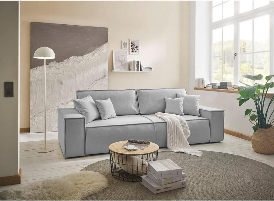 OTTO 3-zitsbank FINNLEY Slaapbank 257 cm Couch met Slaapfunctie & Bedlade beschikbaar in de stofkwaliteiten bouclé structuur fijn en mega cord - Foto 3