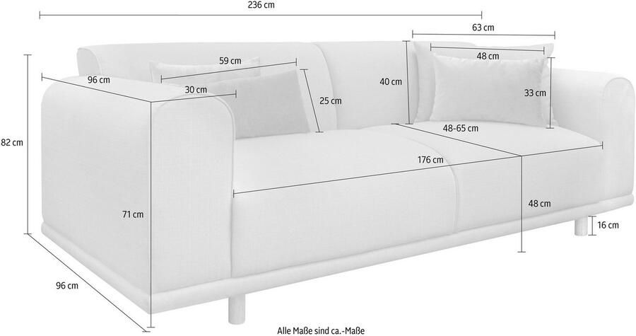 Andas 3-zitsbank Maroon in een scandinavisch design met losse kussens - Foto 2