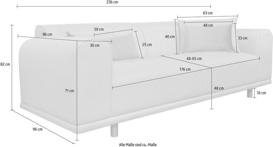 Andas 3-zitsbank Maroon in een scandinavisch design met losse kussens - Foto 2