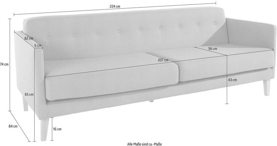 Andas 3-zitsbank Raadal in een scandinavisch design capitonnage design by morten georgsen - Foto 6