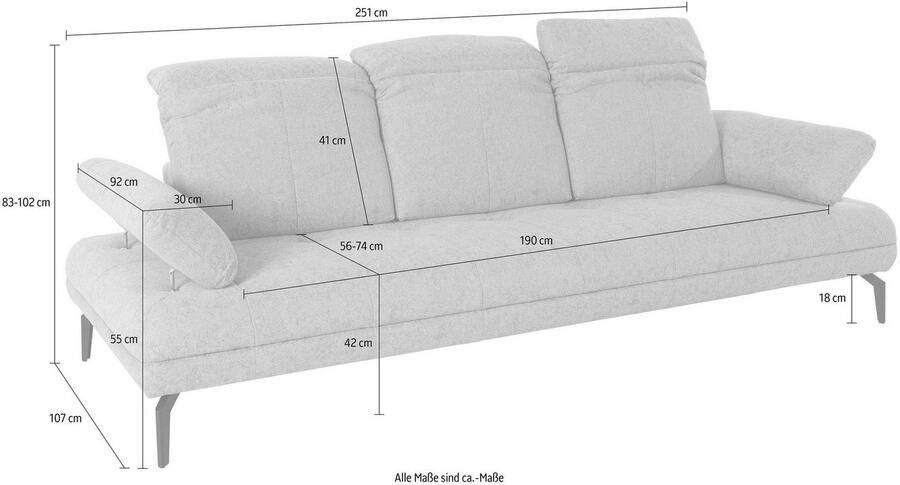Andas 3-zitsbank Stenlille Multifunctionele sofa comfortabel incl. verstelbare zitdiepte hoofdbord en armleuning - Foto 5