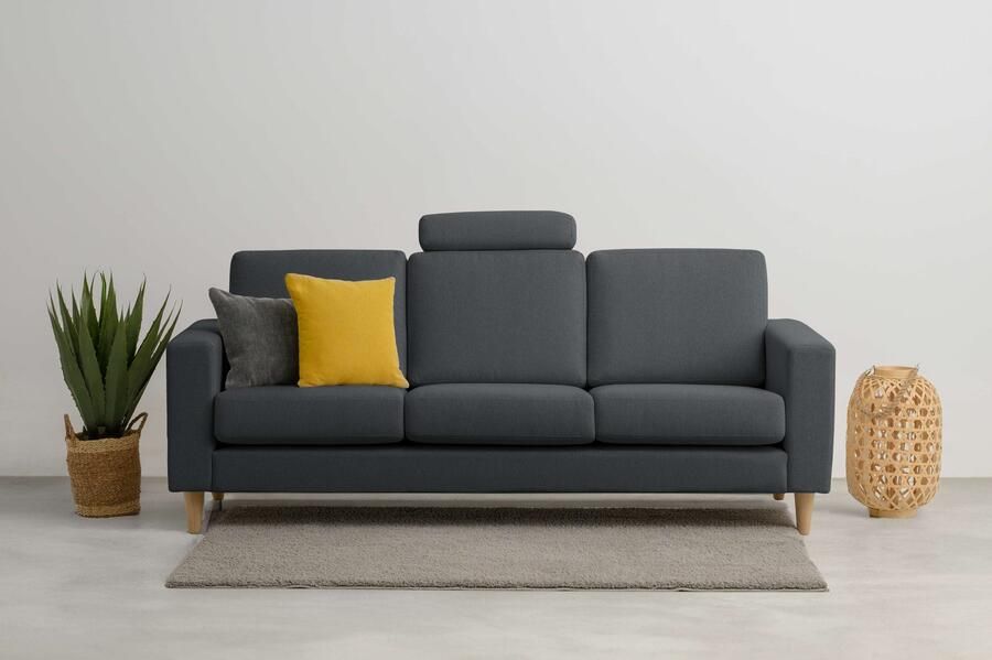 Andas 3-zitsbank Tvinno in scandinavische stijl met massief houten poten breedte 217 cm - Foto 7