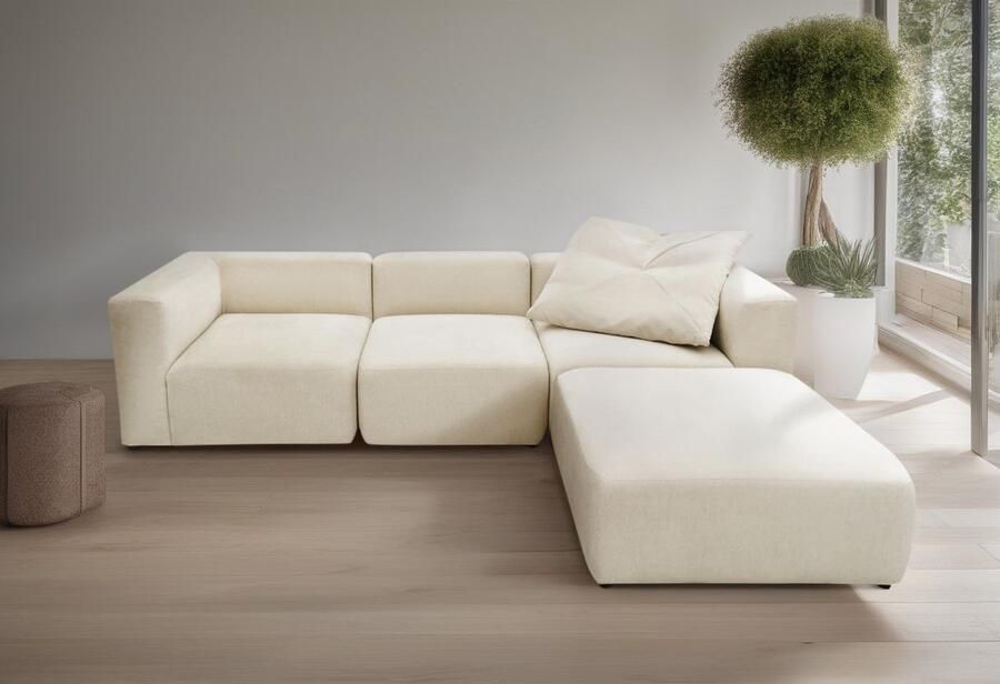 Andas 3-zitsbank Utvik kan individueel worden samengesteld Modulsofa bestaande uit 2 hoekelementen 1 middenstuk en 1 poef