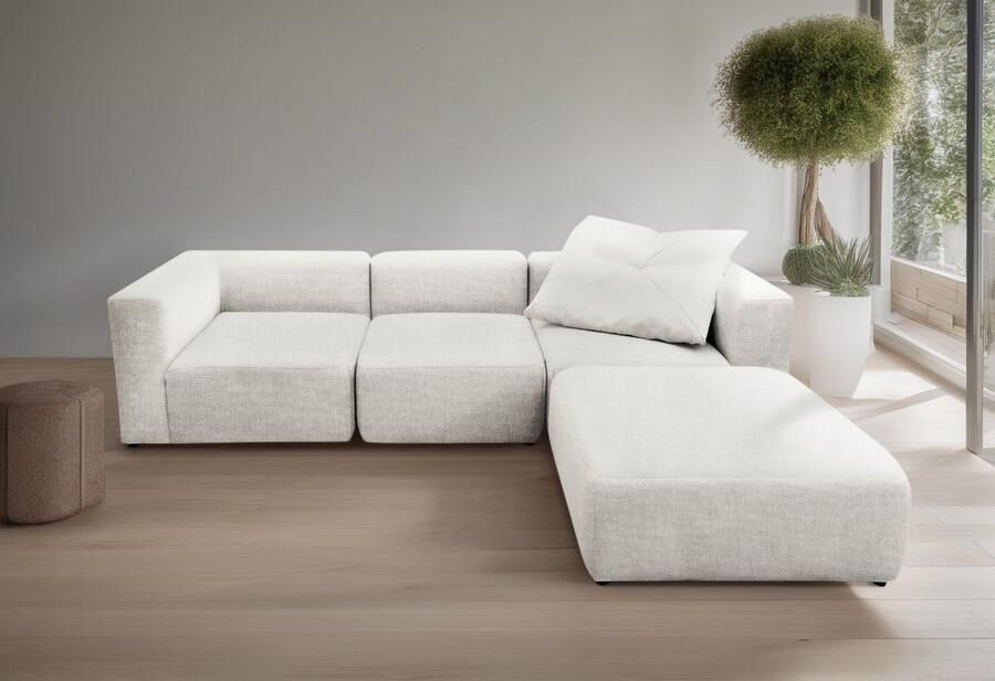 Andas 3-zitsbank Utvik kan individueel worden samengesteld Modulsofa bestaande uit 2 hoekelementen 1 middenstuk en 1 poef