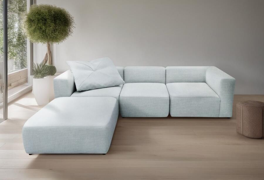 Andas 3-zitsbank Utvik kan individueel worden samengesteld Modulsofa bestaande uit 2 hoekelementen 1 middenstuk en 1 poef