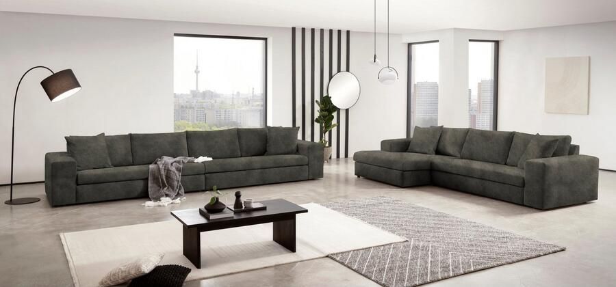 Home affaire 4-zitsbank SLEETLAND XXL in fluweel of vintage lederlook - Foto 6