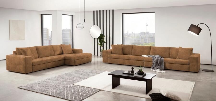 Home affaire 4-zitsbank SLEETLAND XXL in fluweel of vintage lederlook - Foto 6