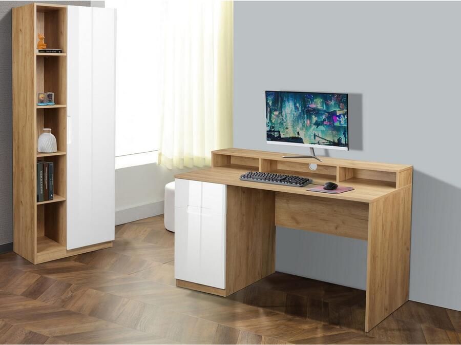 Andas Bureau Lund Monitorsteun hoogglans fronten breedte 140 cm - Foto 6