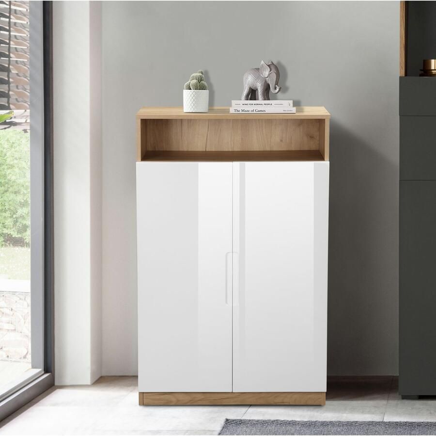 Andas Archiefkast Lund met grepen en hoogglans fronten mappenhoogte breedte 70 cm