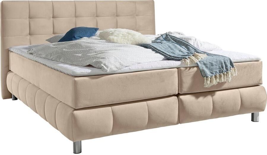 Andas Boxspring Salo XXL in fluwelige look of structuurstof 6 breedten in extra lang 220 cm 4 hardheden - Foto 5