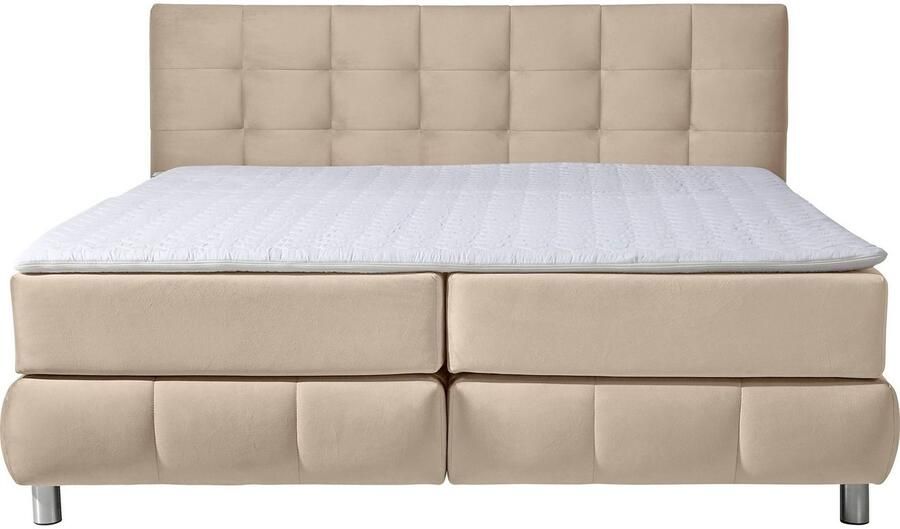 Andas Boxspring Salo XXL in fluwelige look of structuurstof 6 breedten in extra lang 220 cm 4 hardheden - Foto 4