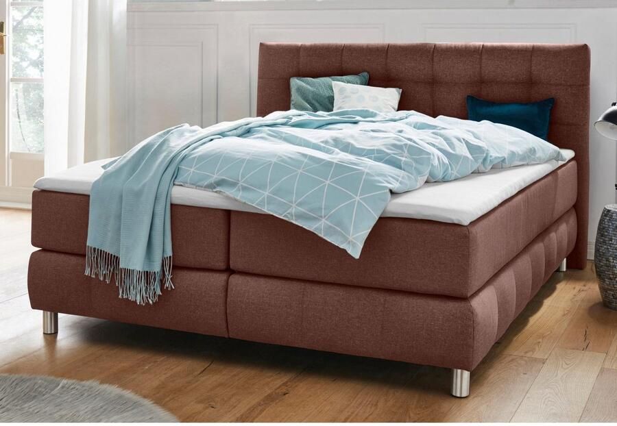 Andas Boxspring Salo XXL in fluwelige look of structuurstof 6 breedten in extra lang 220 cm 4 hardheden - Foto 2