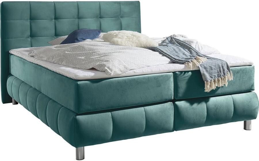 Andas Boxspring Salo XXL in fluwelige look of structuurstof 6 breedten in extra lang 220 cm 4 hardheden - Foto 5