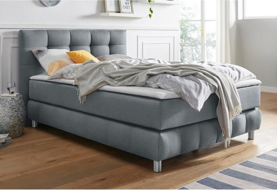 Andas Boxspring Salo XXL in fluwelige look of structuurstof 6 breedten in extra lang 220 cm 4 hardheden - Foto 2