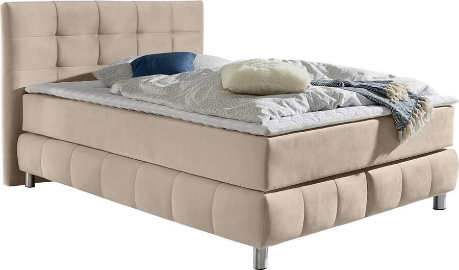 Andas Boxspring Salo XXL in fluwelige look of structuurstof 6 breedten in extra lang 220 cm 4 hardheden - Foto 2