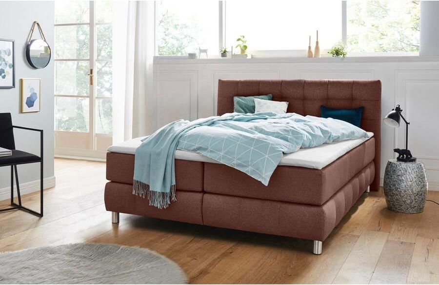 Andas Boxspring Salo XXL in fluwelige look of structuurstof 6 breedten in extra lang 220 cm 4 hardheden - Foto 2