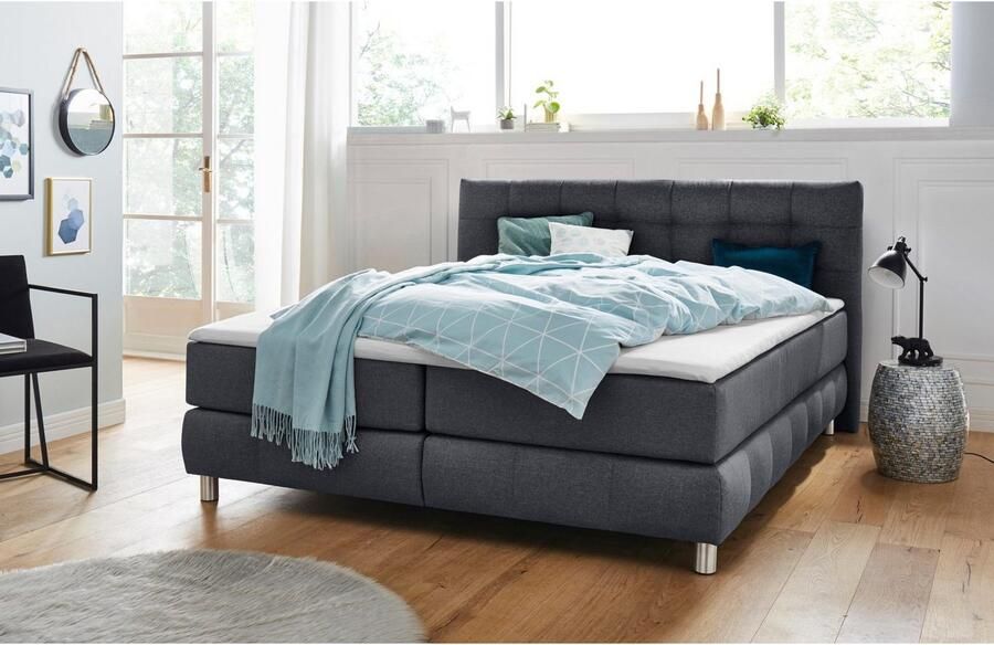 Andas Boxspring Salo XXL in fluwelige look of structuurstof 6 breedten in extra lang 220 cm 4 hardheden - Foto 2