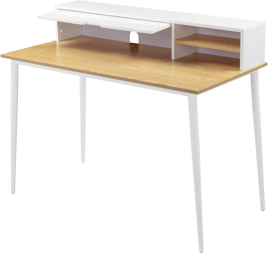 Andas Bureau GRAVA Breedte 120 cm bureau-opzetkast kabeldoorvoer achter de klep
