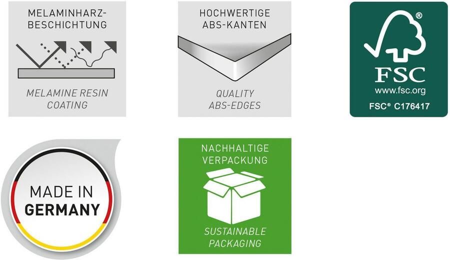 Andas Bureau Njavve wangenbureau met kniepaneel vrij plaatsbaar breedte 140 cm made in germany - Foto 5