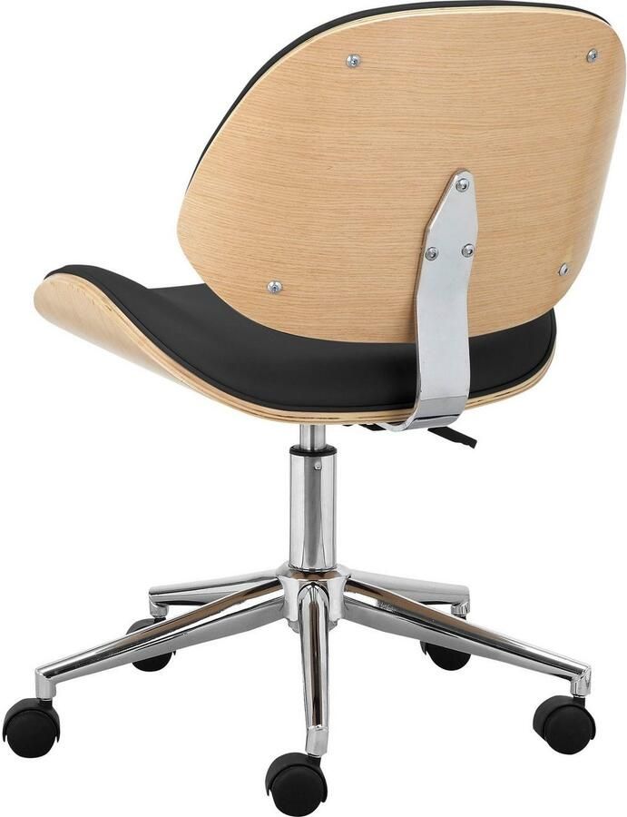 Andas Bureaustoel KIRUNA Kunstleer met populierenhouten schaal in hoogte verstelbaar 360° draaibaar (1 stuk) - Foto 4
