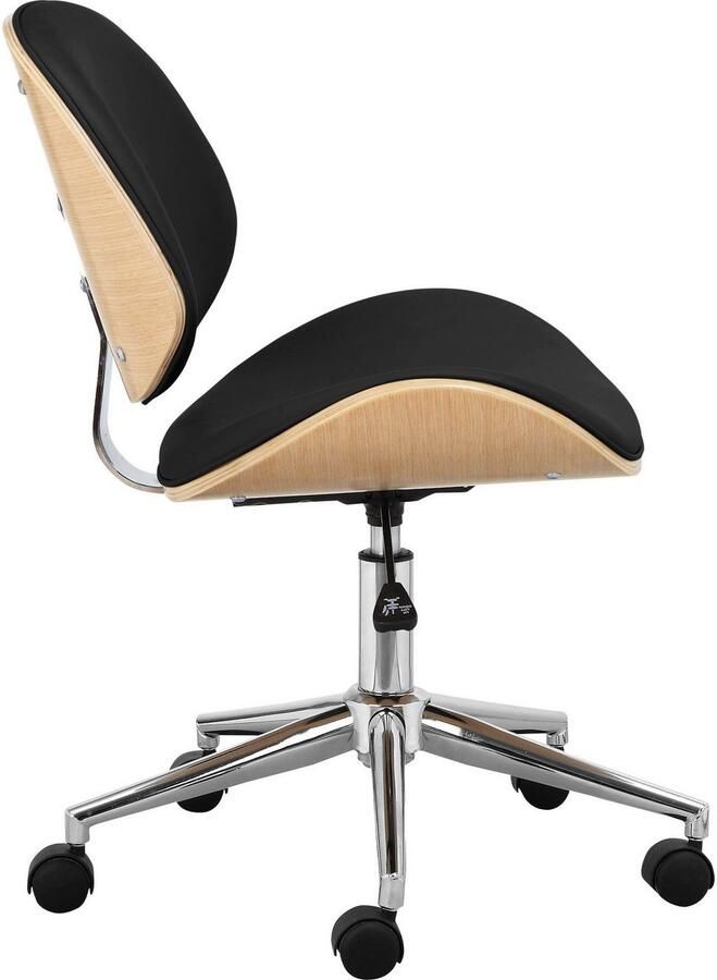 Andas Bureaustoel KIRUNA Kunstleer met populierenhouten schaal in hoogte verstelbaar 360° draaibaar (1 stuk) - Foto 6