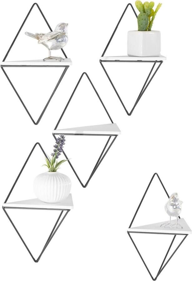 Andas Decoratief wandrek Ruiten roedel Decoratieplank wanddecoratie van metaal (set 5-delig) - Foto 4