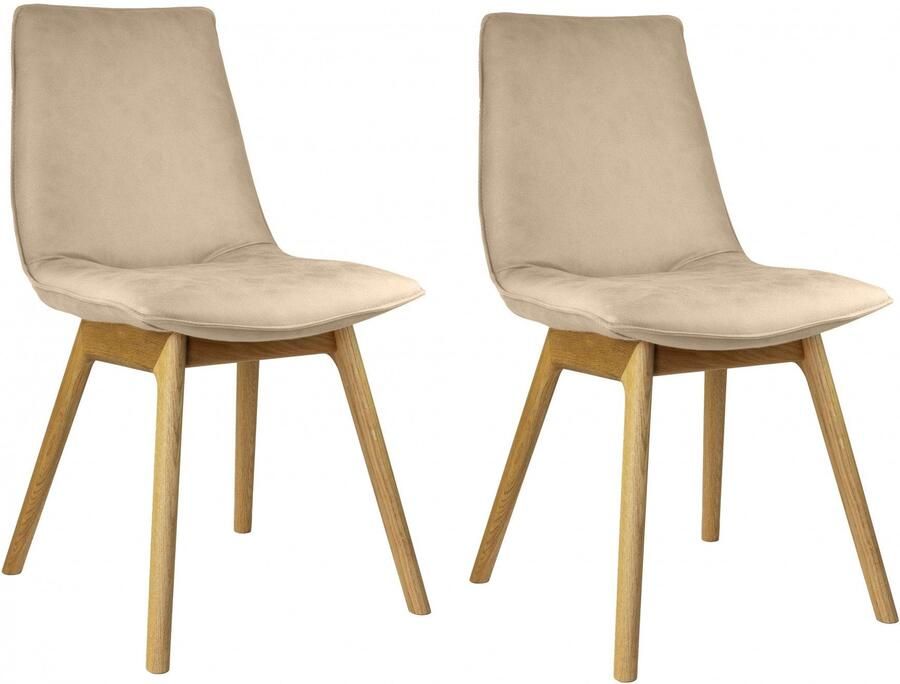 Andas Eetkamerstoel Ramon met massief houten poten verschillende stoffen (set 2 stuks)