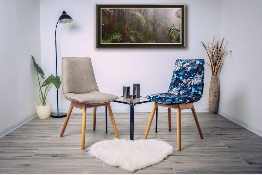 Andas Eetkamerstoel Ramon met massief houten poten verschillende stoffen (set 2 stuks)