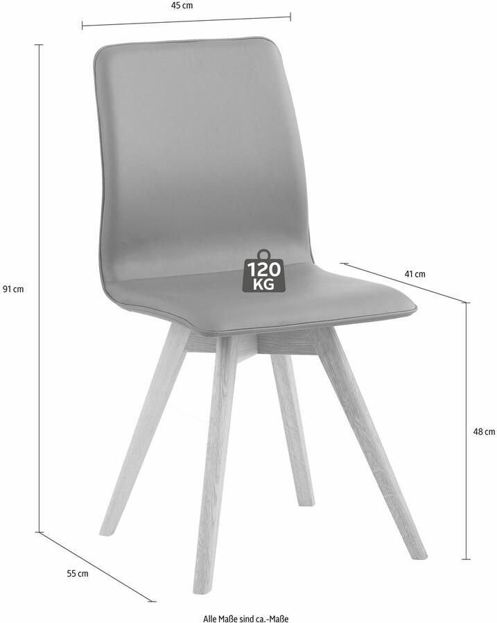 Andas Eetkamerstoel Rania Eiken set van 2 4 6 keukenstoel (set) - Foto 2