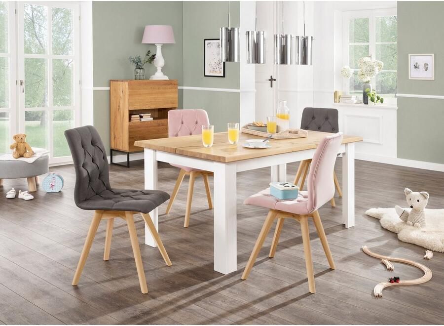 Andas Eetkamerstoel Rania in set van 2 4 6 massief houten poten (set) - Foto 4