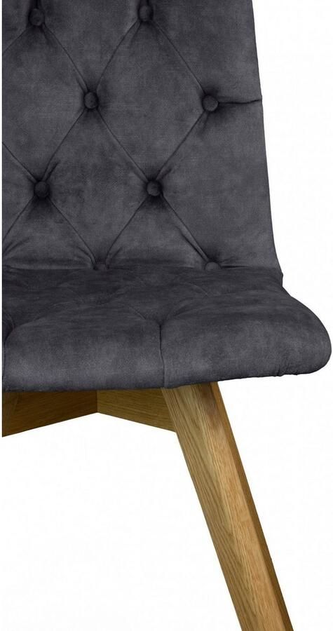 Andas Eetkamerstoel Rania Massief houten frame met knoophechting (set 2 stuks) - Foto 4