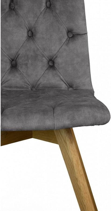 Andas Eetkamerstoel Rania Massief houten frame met knoophechting (set 2 stuks) - Foto 4