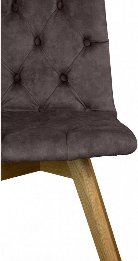 Andas Eetkamerstoel Rania Massief houten frame met knoophechting (set 2 stuks) - Foto 4