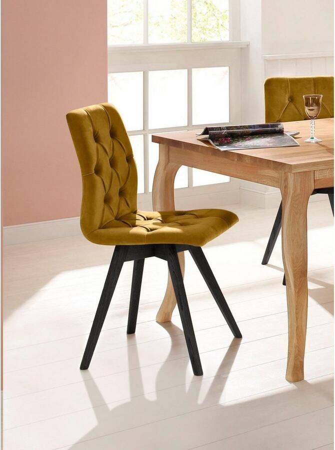 Andas Eetkamerstoel Rania met massief houten poten (set 2 stuks)