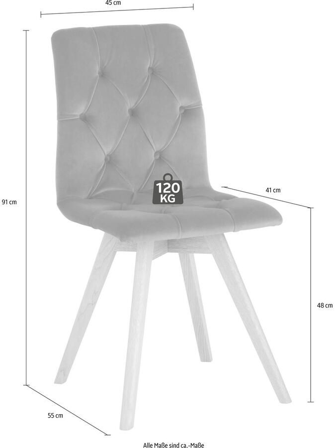 Andas Eetkamerstoel Rania met massief houten poten (set 2 stuks) - Foto 2