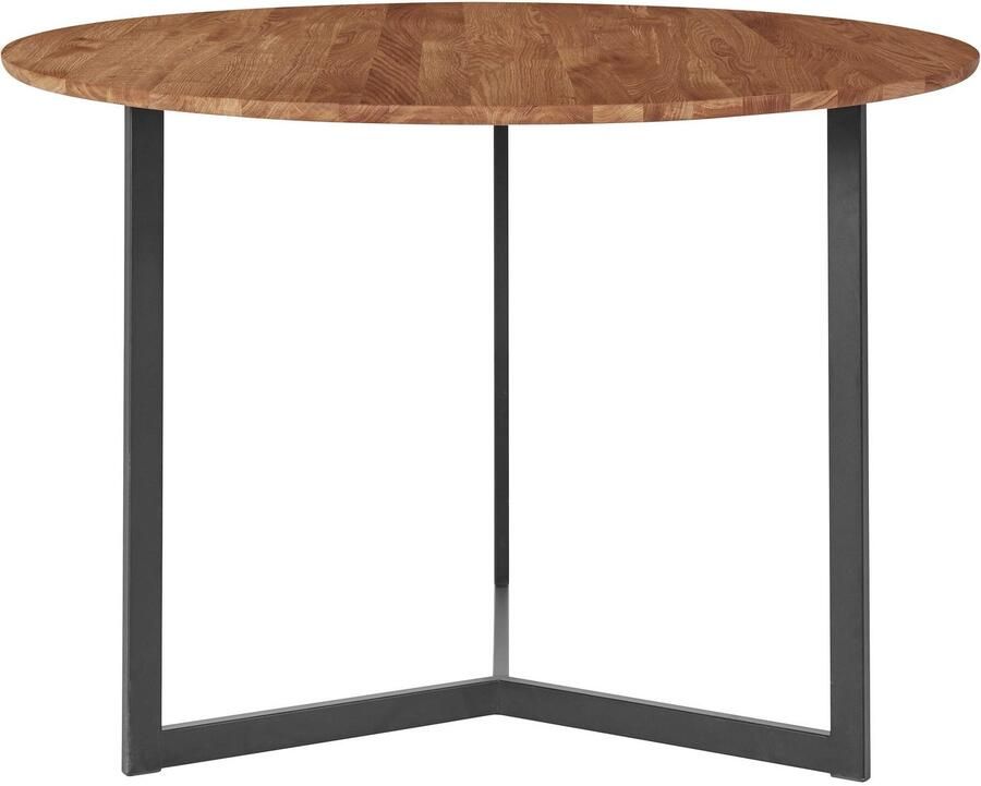 Andas Eettafel Tafelblad van massief eiken massief FSC hout onderstel van metaal - Foto 4