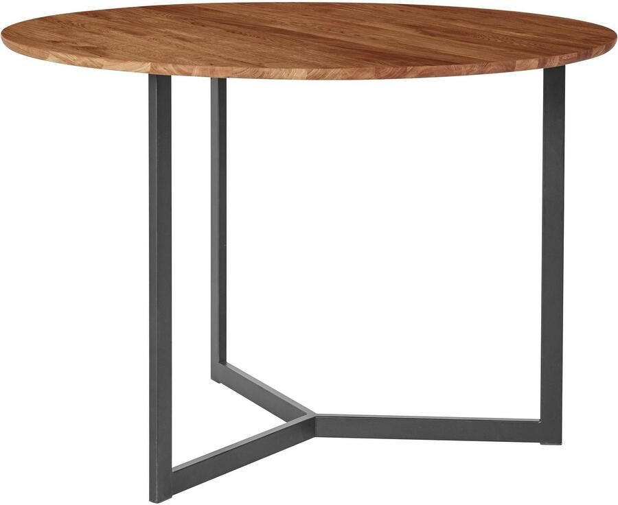 Andas Eettafel Tafelblad van massief eiken massief FSC hout onderstel van metaal - Foto 3