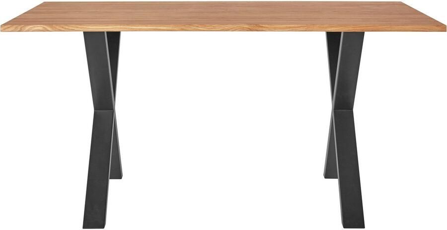 Andas Eettafel Tafelblad van massief eiken massief FSC hout onderstel van metaal - Foto 5
